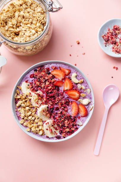 istock Fruity healthy muesli bowl on table 1411881892