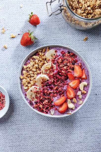 istock Fruity healthy muesli bowl on table 1411881901