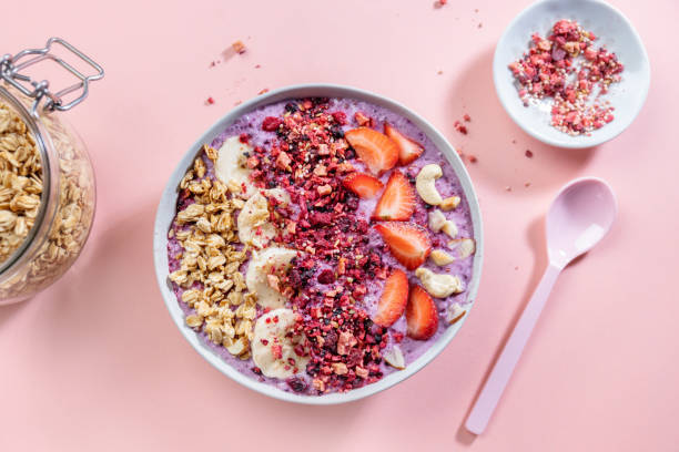 istock Fruity healthy muesli bowl on table 1411881907