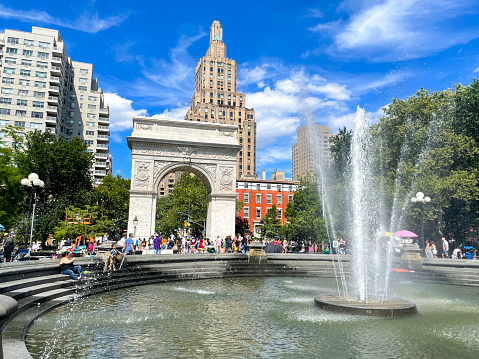 Washington Square Park is seen on a typical summer afternoon in New York City.