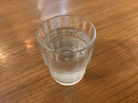 Water in a glass served at a restaurant