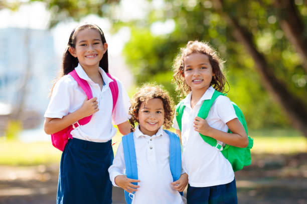 Kids back to school. Group of children. stock photo