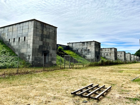 Ruins of the Zeppelin Field. The Nazi party rally grounds southeast of Nuremberg in Middle Franconia, Bavaria.