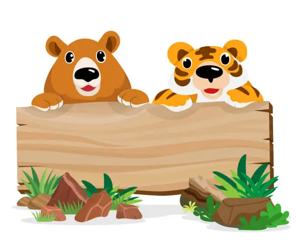 Vector illustration of Cute animals in Zoo, Placards and banner in zoos Design for banner, layout, annual report, web, flyer, brochure, ad.
