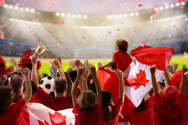 istock Canada football team supporter on stadium. 1411896246