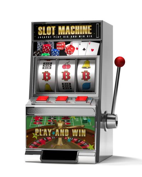 slot machine_bitcoin mark stock photo