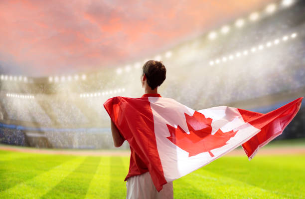 istock Canada football team supporter on stadium. 1411897057