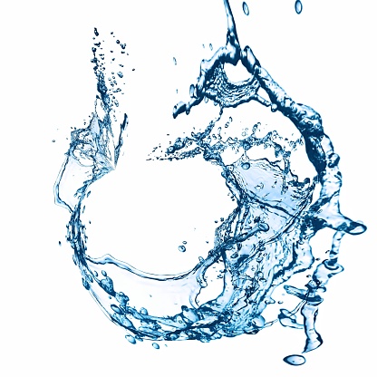 3D illustration of water splash swirling in a circle