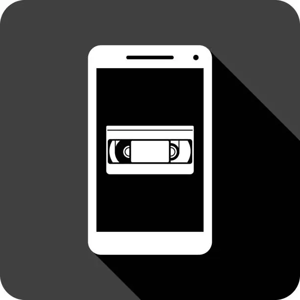 Vector illustration of VHS Tape Smartphone Icon Silhouette