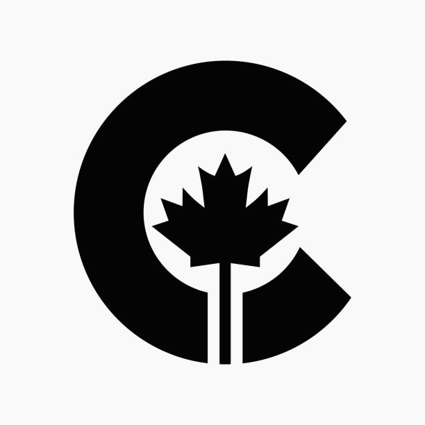 Canadian Red Maple Logo on Letter C Vector Symbol. Maple Leaf Concept For Canadian Company Identity Canadian Red Maple Logo on Letter C Vector Symbol. Maple Leaf Concept For Canadian Company Identity canadian flag maple leaf computer icon canada stock illustrations