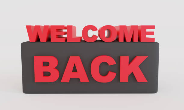 istock Red 3D Welcome Back text isolated on white background with clipping path. 3D rendering illustration 1411912665