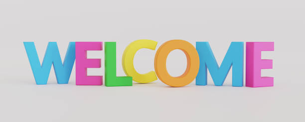 istock Colorful WELCOME sign 3D rendering illustration isolated on white background with clipping path. 1411912677