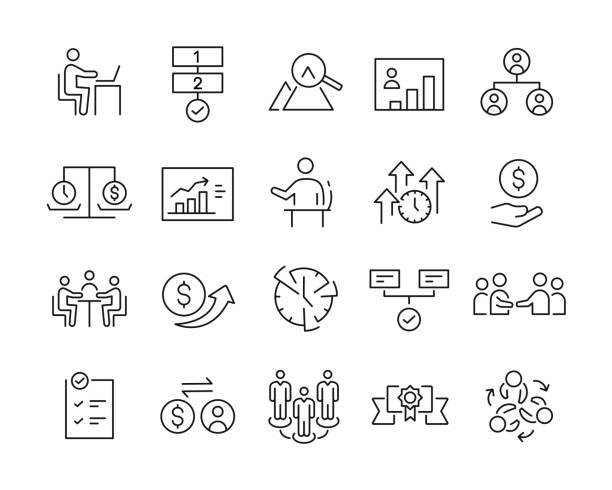 ilustrações de stock, clip art, desenhos animados e ícones de business and management icons - vector line icons - time duration