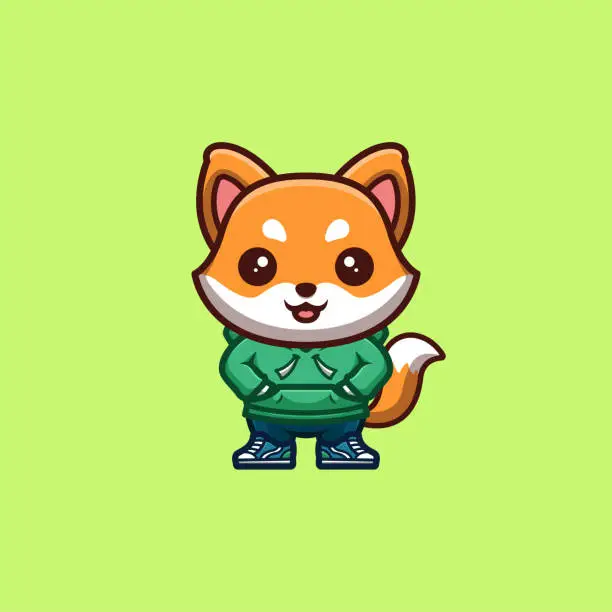 Vector illustration of Fox Urban Cute Creative Kawaii Cartoon Mascot Logo