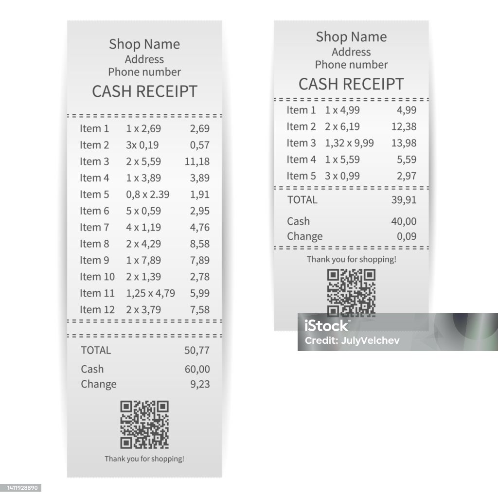 Recipt Scroller Printed Receipts Stock Illustration - Download Image Now - ATM, Banking ...