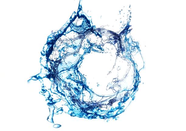 3D illustration of a circle of water swirling in a circle 3D illustration of a circle of water swirling in a circle splashing droplet stock pictures, royalty-free photos & images