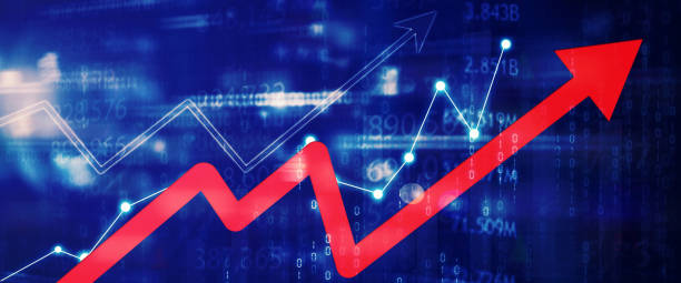 istock Upward arrow and growth chart in cyberspace 1411930844