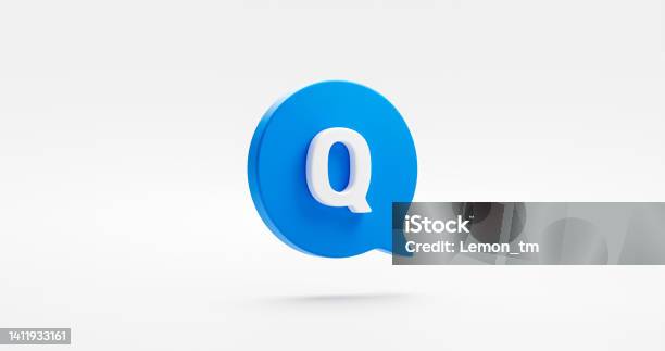 Question 3d Icon Isolated On White Background With Information Blue Message Bubble Symbol Or Faq Frequently Asked Answer Symbol And Business Web Support Search User Problem Assistance Help Solution Stock Photo - Download Image Now