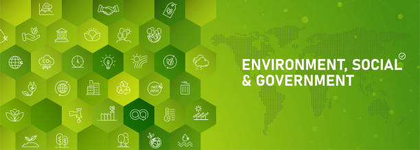 ESG Natural Environment Banner Icon Collection Zero net concept of environment, society and governance. Line icon set. EPS10 vector illustration. ESG Natural Environment Banner Icon Collection Zero net concept of environment, society and governance. Line icon set. EPS10 vector illustration. sustainability corporate stock illustrations