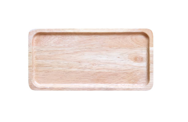 istock Wood tray top view isolated on white background and clipping path  top view 1411936795
