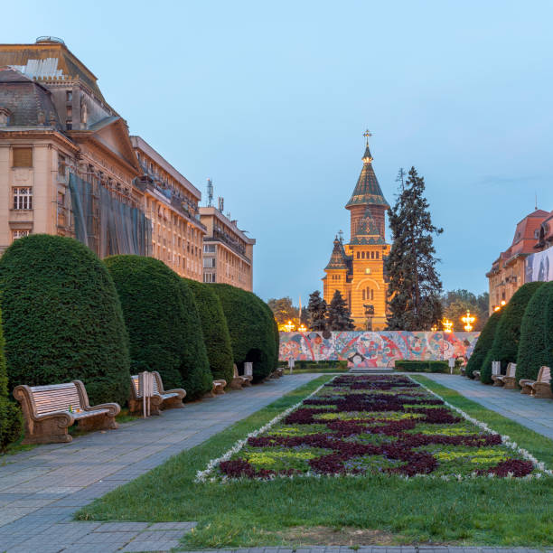 Timisoara's Metropolitan Cathedral, in the early hours of the morning