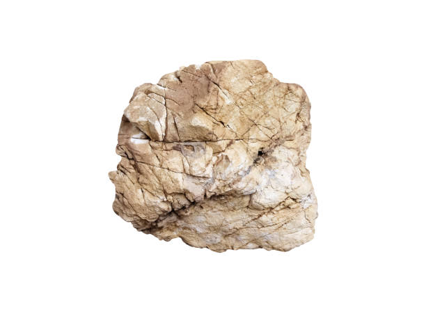 istock Rock with cracked texture isolated on white background , clipping path 1411938014