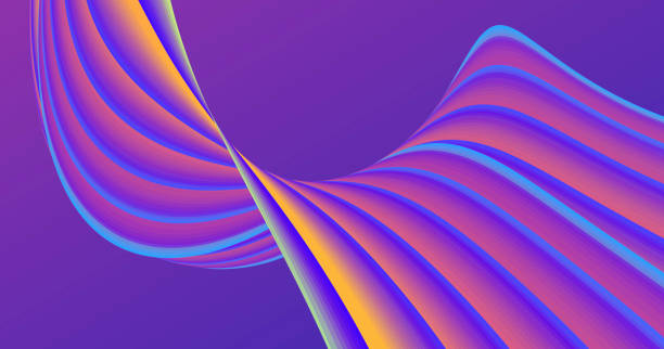 istock Abstract background with 3d curve in fluorescent colors, twisted stripe, modern graphic composition 1411938369