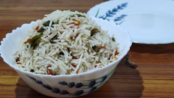 istock Veg fried rice with carrot and beams stock image 1411939078