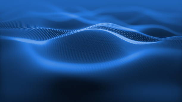 istock Particles blue wave Cyber technology background loop. Abstract seamless animation of mesh glowing dots digital luxurious wave particles flows background, Motion of digital data flow. 1411939263