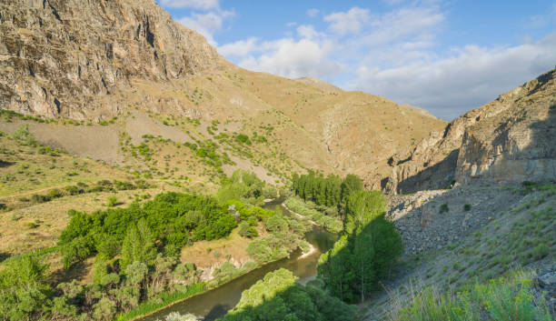 Coruh River Coruh River flowing through the valley. Bayburt province. Turkey bayburt stock pictures, royalty-free photos & images