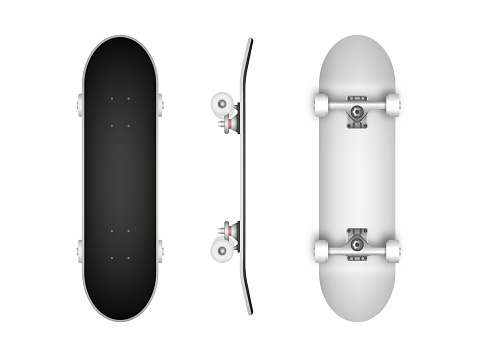 Realistic skateboard isolated on white background in vector format
