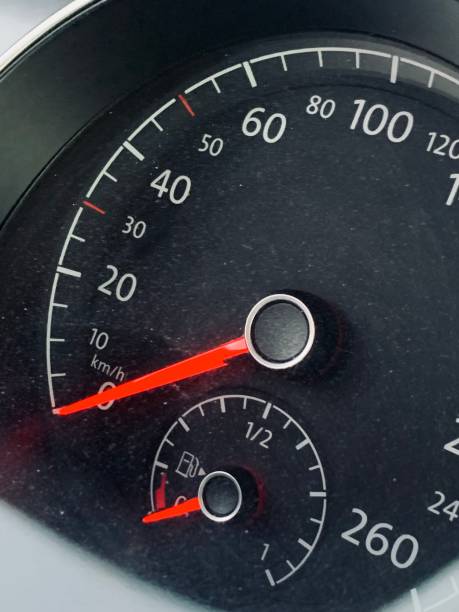 istock Car speedometer, showing Zero in close-up 1411942311