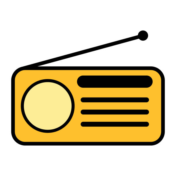 istock Retro radio station icon, flat isolated music sound media button, web vector illustration 1411943265