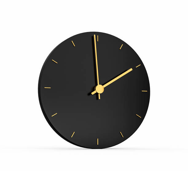 istock Premium Gold Clock icon isolated 2 o clock on black background. Two o'clock Time icon 3d illustration 1411944288