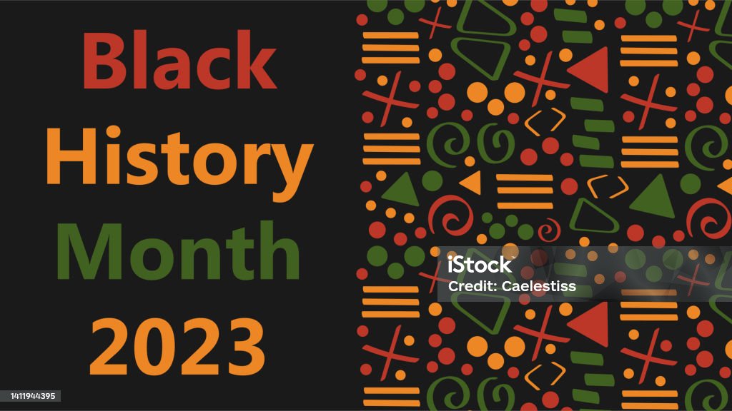 Черный месяц истории 2023 баннер с племенным африканским узором орнамент - красный, желтый, зеленый. Фон для баннера, открытки, флаера векторн� - Векторная графика Black History Month роялти-фри