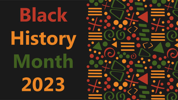 black history month 2023 banner with tribal african pattern ornament - red, yellow, green. background for banner, postcard, flyer vector design - black history month stock illustrations