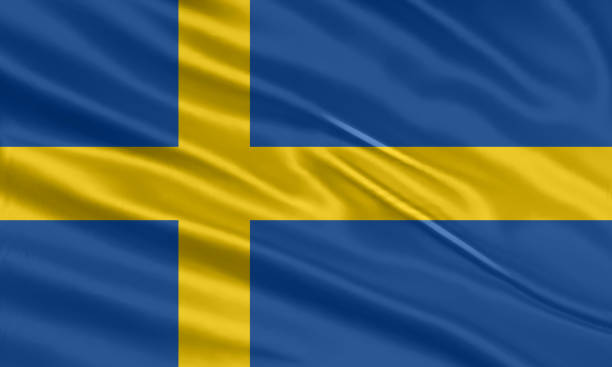 istock Sweden flag design. Waving Swedish flag made of satin or silk fabric. Vector Illustration. 1411944822