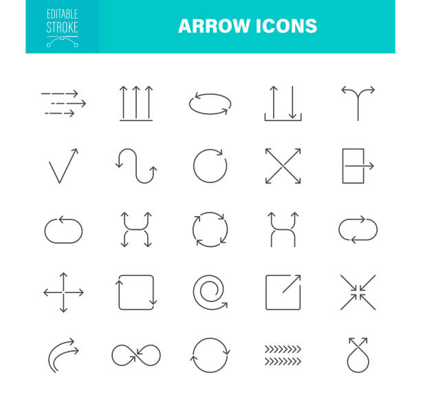 ikony strzałek edytowalny obrys - repetition spotted arrow sign loading stock illustrations