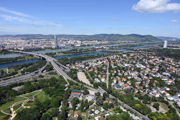 istock Vienna cityscape view from the Danube tower 1411951186