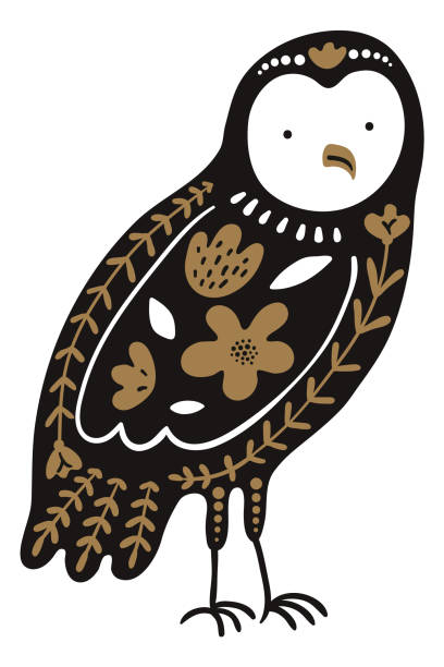 ilustrações de stock, clip art, desenhos animados e ícones de nordic bird decorative design in traditional scandi style - folclórico