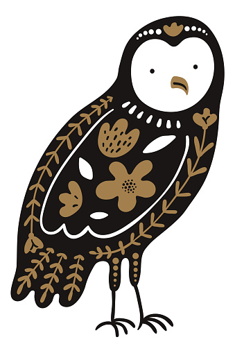 Nordic bird decorative design in traditional scandi style