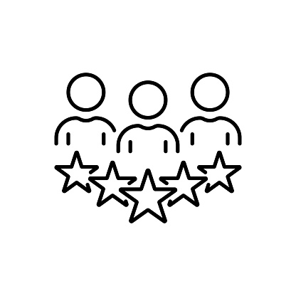 Experience Qualification Team Line Icon. Satisfaction User Customer Service Review Linear Pictogram. Good Quality Happy Client High Quality Outline Icon. Editable Stroke. Vector Illustration.