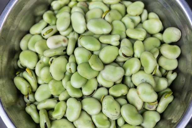 A bowl of broad beans, peeled