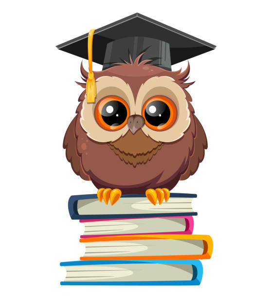 istock Wise owl in graduation cap. Cute cartoon owl 1411958626