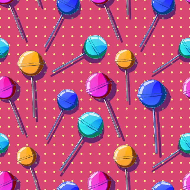 Vector illustration of Hand-drawn seamless cartoon illustration - Lollipops.