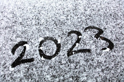 2023 is writing on snow