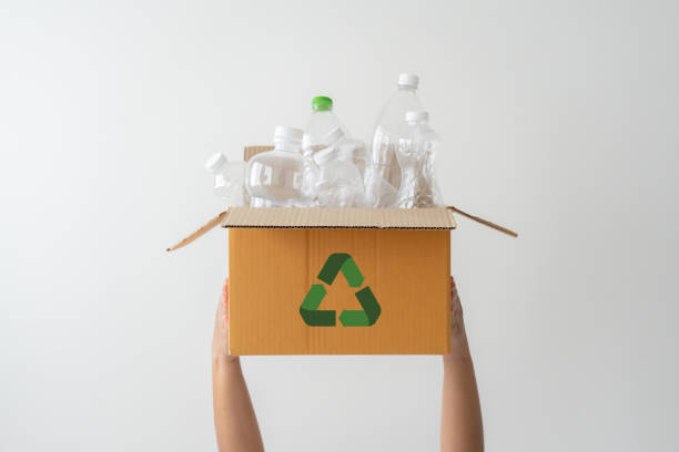 People launch a campaign to recycle used empty plastic bottles.