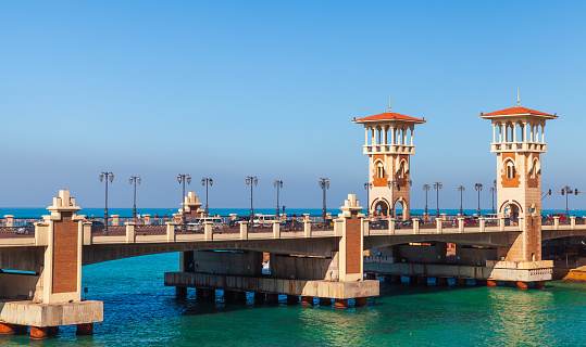 Stanley Bridge on a sunny day, Alexandria. It is a 400 meter-long Egyptian monument