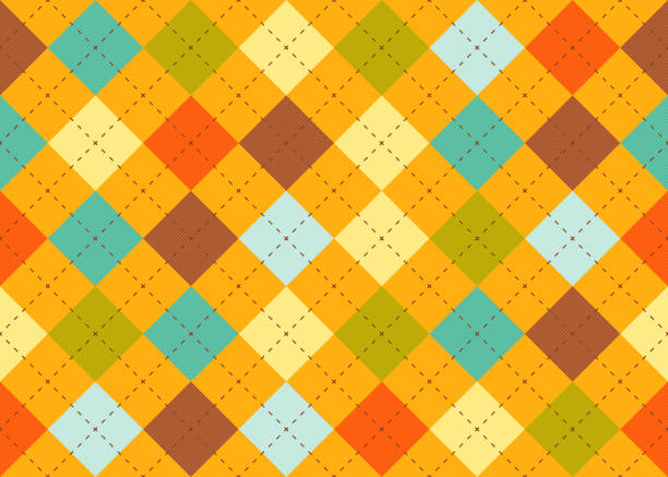 Seamless Argyle Fabric Retro Fabric Pattern Seamless argyle retro fabric cloth background pattern design. chunky sweater stock illustrations