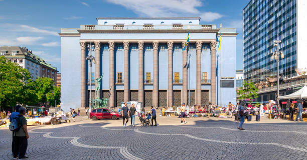 Stockholms konserthus, main hall for orchestral music in and awarding ceremonies for the Nobel Prize,Stockholm, Sweden Stockholm, Sweden - June 26 2022: Blue neo-classical style Stockholm Concert Hall building, Swedish: Stockholms konserthus, main hall for orchestral music, and awarding ceremonies for the Nobel Prize stockholm concert hall stock pictures, royalty-free photos & images